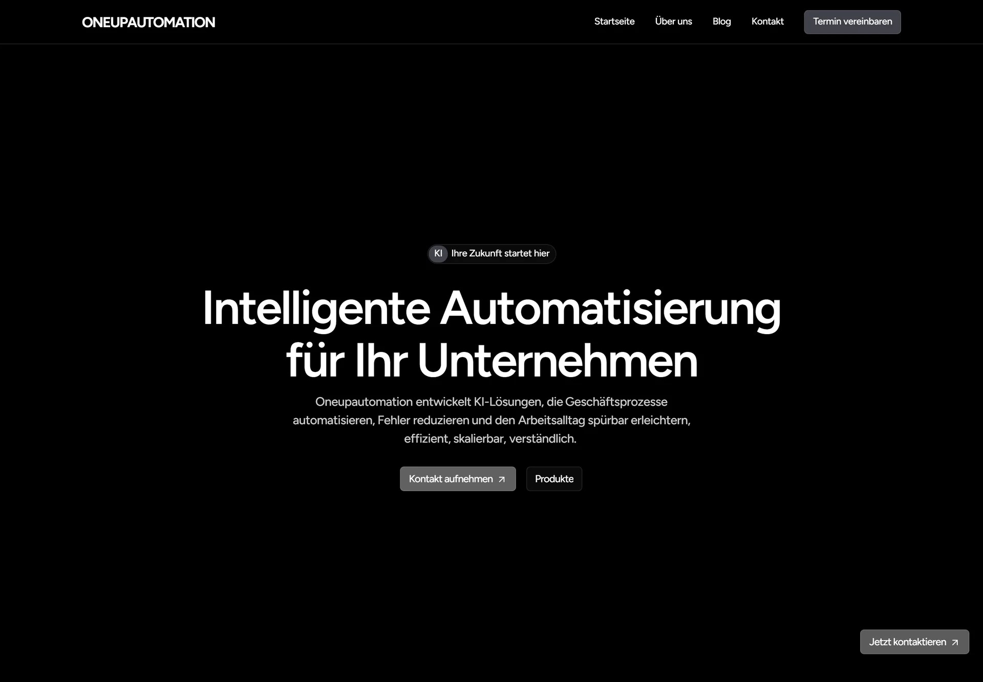 OneUpAutomation – Vorschau der Website