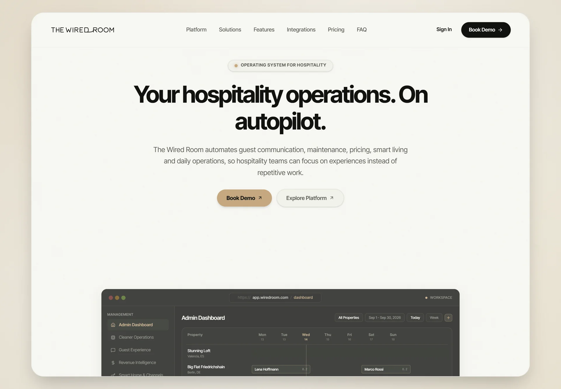 The Wired Room – Website-Vorschau
